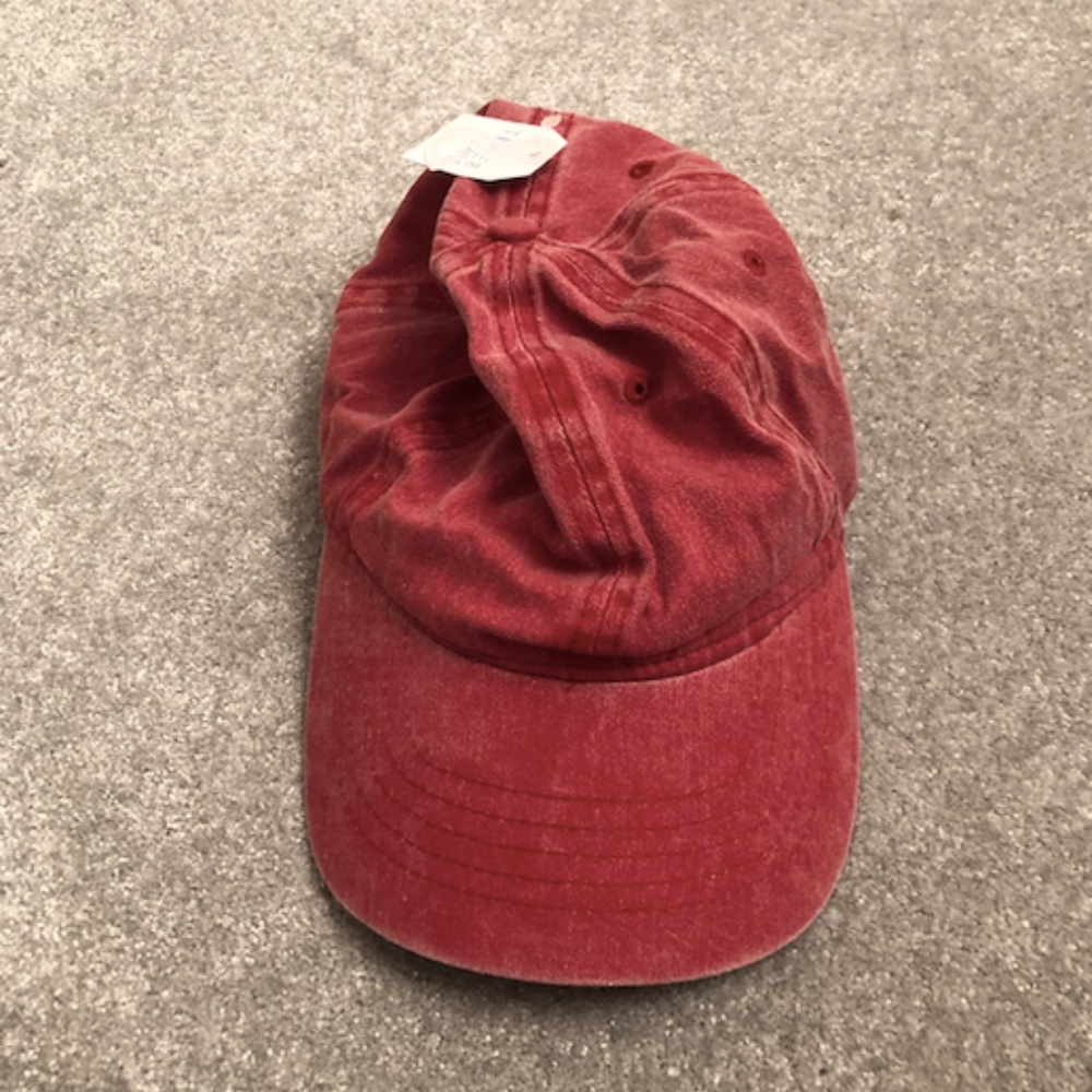 red washed-style hat